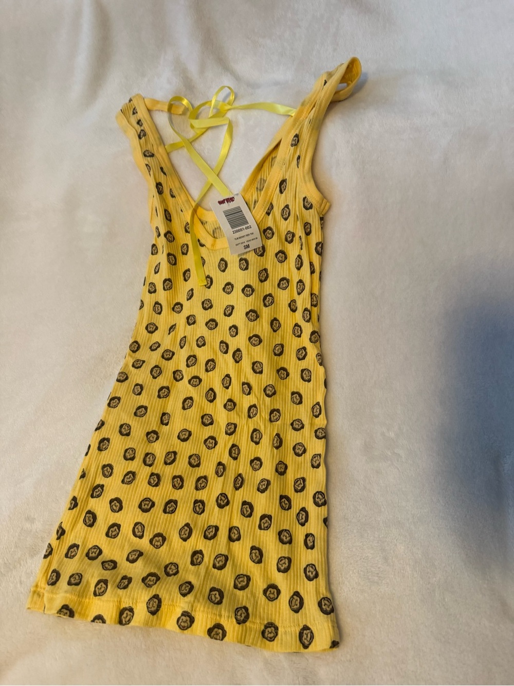 Hot Topic Yellow Ribbed Tank with Monkey Print - Picture 5 of 7